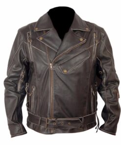 Terminator Distressed Black Biker Leather Jacket