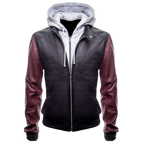 The Flash Leather Jacket With Hoodie