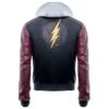 The Flash Leather Jacket With Hoodie