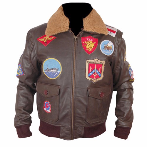 Top Gun Brown Bomber Leather Jacket