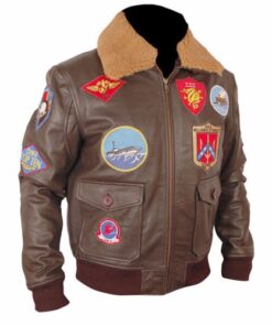 Top Gun Brown Bomber Leather Jacket