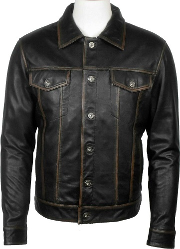 Trucker Black Genuine Leather Jacket