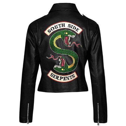 Women Riverdale Black Leather Jacket South Side Serpents