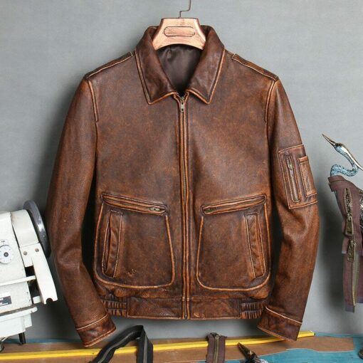 A2 Aviator Brown Bomber Genuine Leather Jacket