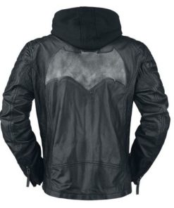 Batman Black & Grey Hoodie Leather Jacket