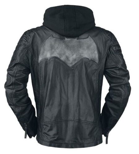 Batman Black & Grey Hoodie Leather Jacket