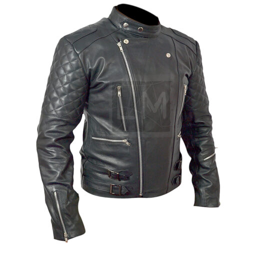 Brando Mens Motorcycle Biker Black Genuine Leather Jacket - Image 2