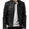Cafe Racer Biker Genuine Sheepskin Leather Jacket