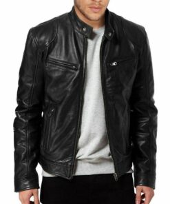 Cafe Racer Biker Genuine Sheepskin Leather Jacket