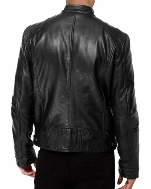 Cafe Racer Biker Genuine Sheepskin Leather Jacket
