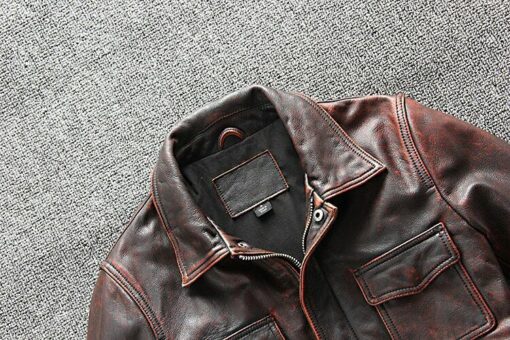 Cafe Racer Distressed Brown Genuine Biker Leather Jacket