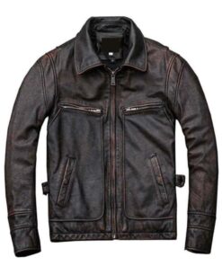 Cafe Racer Distressed Brown Genuine Leather Jacket