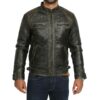 Cafe Racer Motorcycle Distressed Black Genuine Leather Jacket 1
