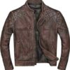 Cafe Racer Vintage Motorcycle Distressed Brown Genuine Leather Jacket
