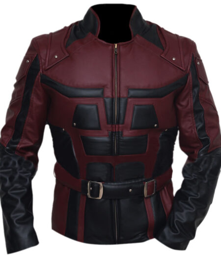 Daredevil Charlie Cox Burgundy Leather Jacket