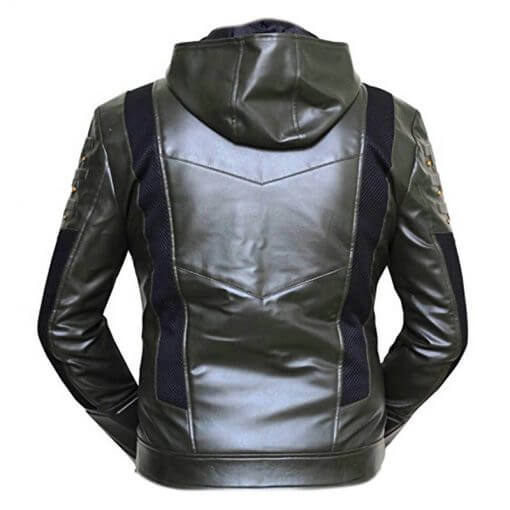 Green Arrow Faux Leather Hoodie 3