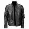 Mens Biker Vintage Cafe Racer Waxed Black Genuine Leather Jacket 1