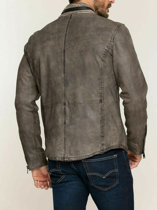 Motorcycle Biker Beige Brown Vintage Genuine Leather Jacket