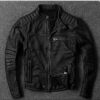Motorcycle Biker Vintage Cafe Racer Distressed Black Genuine Leather Jacket 1