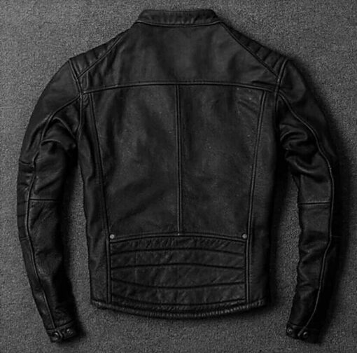 Motorcycle Biker Vintage Cafe Racer Distressed Black Genuine Leather Jacket 1