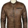 Motorcycle Biker Vintage Cafe Racer Distressed Brown Genuine Leather Jacket