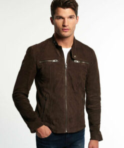 Motorcycle Brown Genuine Suede Leather Jacket