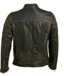Motorcycle Cafe Racer Distressed Black Quilted Genuine Leather Jacket 1