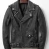 Motorcycle Cafe Racer Vintage Distressed Black Genuine Leather Jacket