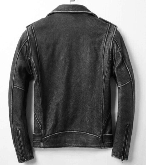 Motorcycle Cafe Racer Vintage Distressed Black Genuine Leather Jacket