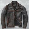 Motorcycle Distressed Black Genuine Leather Jacket