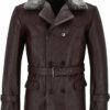 Motorcycle Long Cowhide Fur Collar Genuine Leather Coat