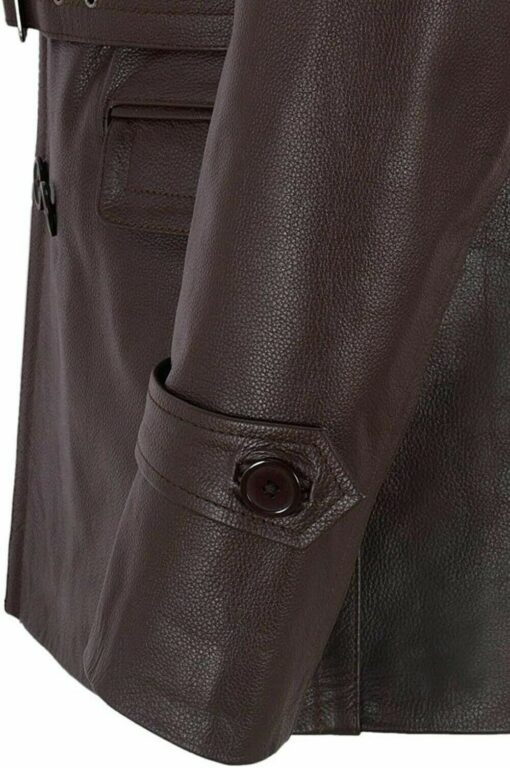 Motorcycle Long Cowhide Fur Collar Genuine Leather Coat