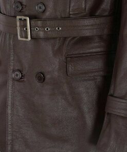 Motorcycle Long Cowhide Fur Collar Genuine Leather Coat
