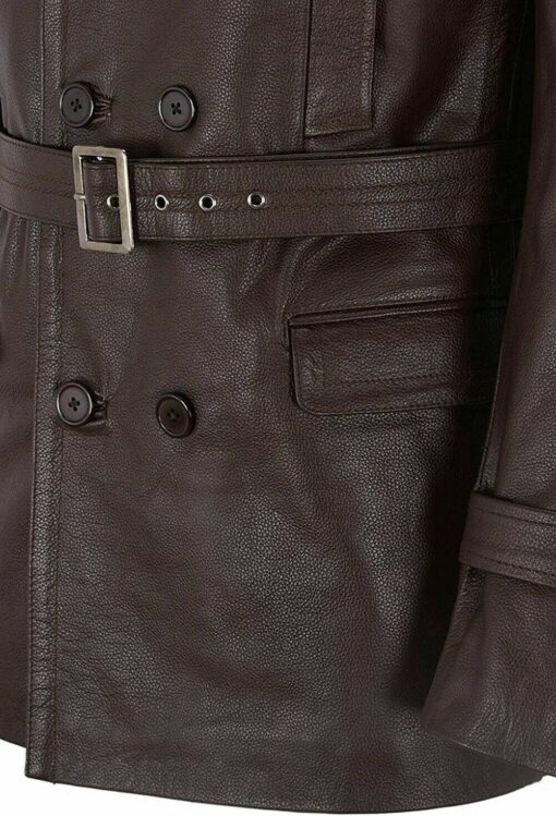 Motorcycle Long Cowhide Fur Collar Genuine Leather Coat