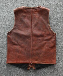 Motorcycle Tan Brown Genuine Leather Vest