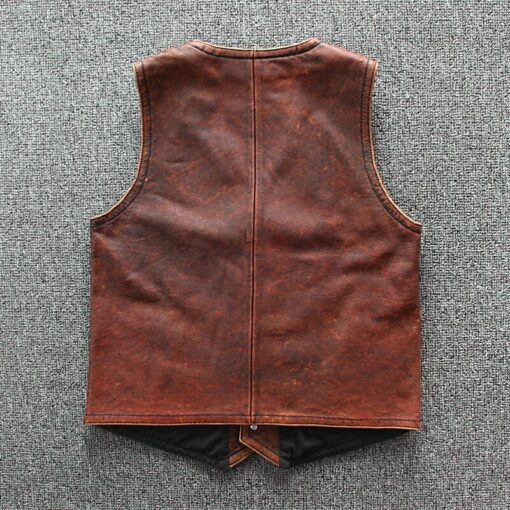 Motorcycle Tan Brown Genuine Leather Vest