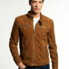 Motorcycle Tan Brown Genuine Suede Leather Jacket