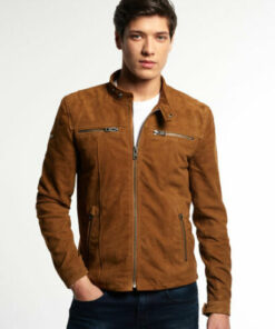 Motorcycle Tan Brown Genuine Suede Leather Jacket