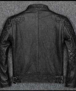 Motorcycle Vintage Cafe Racer Distressed Black Genuine Leather Jacket