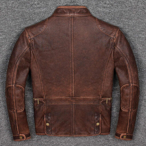 Motorcycle Vintage Distressed Brown Cafe Racer Genuine Leather Jacket