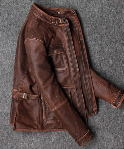 Motorcycle Vintage Distressed Brown Cafe Racer Genuine Leather Jacket