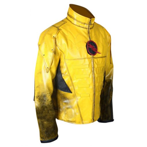 Reverse Flash Eobard Thawne Zoom Yellow Lightning Faux Leather Jacket