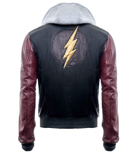 The Flash Leather Jacket With Hoodie