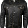 Trucker Black Genuine Leather Jacket