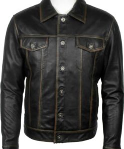 Trucker Black Genuine Leather Jacket