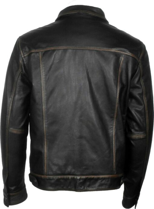 Trucker Black Genuine Leather Jacket