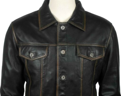 Trucker Black Genuine Leather Jacket