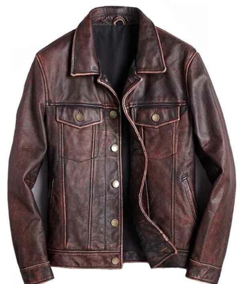 Trucker Brown Genuine Leather Jacket